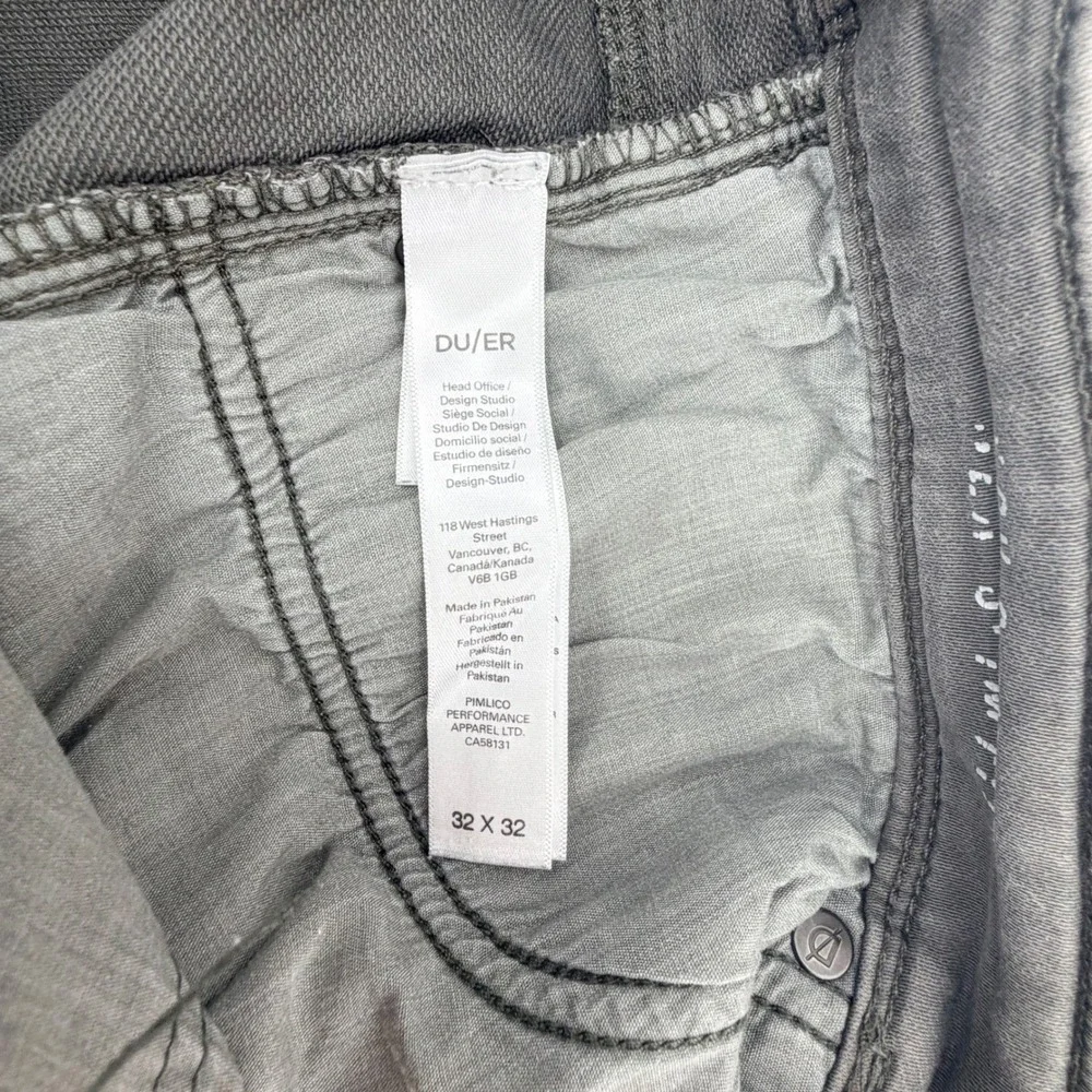 DU/ER Performance Denim Slim Fit 32x32 Grey Cotton Blend Stretch Pants Mens
